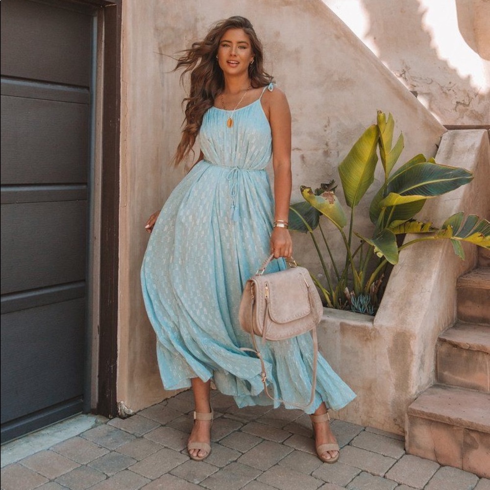 Mia Metallic Maxi Dress NWOT